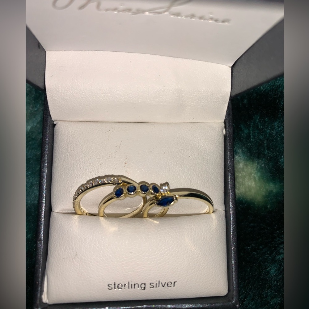 Mia Sarine CZ Blue Trio Ring
